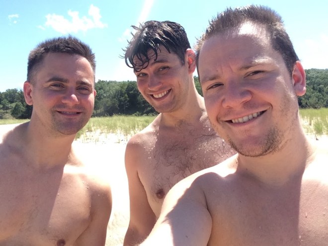 The Mikes and I ready to jump back in the lake.